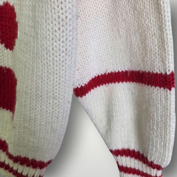 Vintage Diane Von Furstenberg Geometric Knit Sweater White Red Size Small - Picture 4 of 9